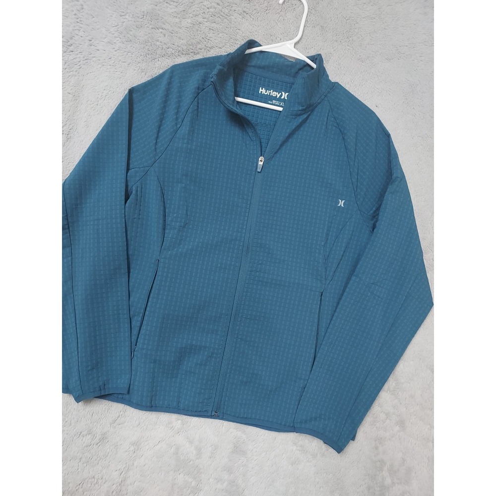 Hurley Jacket Womens XL Waffle Grid Fleece Thermal Full Zip Blue Quarter Zip EUC